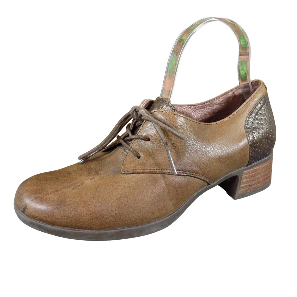 Dansko Louise Women Oxford Size 38 Professional Work Shoe Taupe Leather Bronze